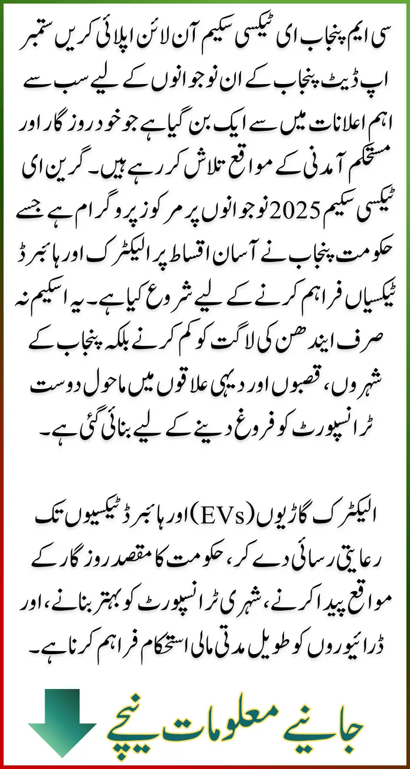 CM Punjab E-Taxi Scheme Online Apply